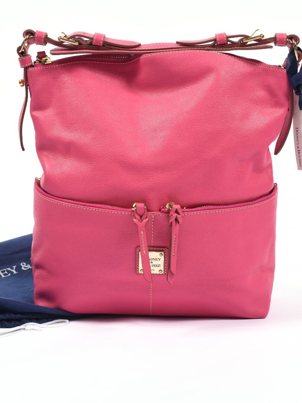 Dooney & Bourke Medium Pocket Sac Hot Pink Leather Shoulder Bag NWT BF354 HP